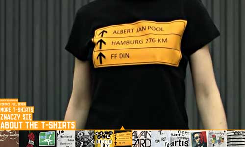 de beaux travaux de typographie sur t-shirt mis en scene en video a travers ce site web full flash, inspiration tyographie et texte