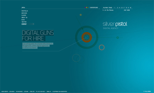 Expérience utilisateur forte avec le site de l'agence Silver Pistol, une bonne source d'inspiration full flash.
