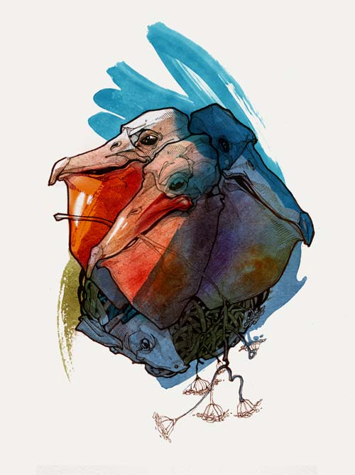 Viktor Gausa, illustration encres couleurs